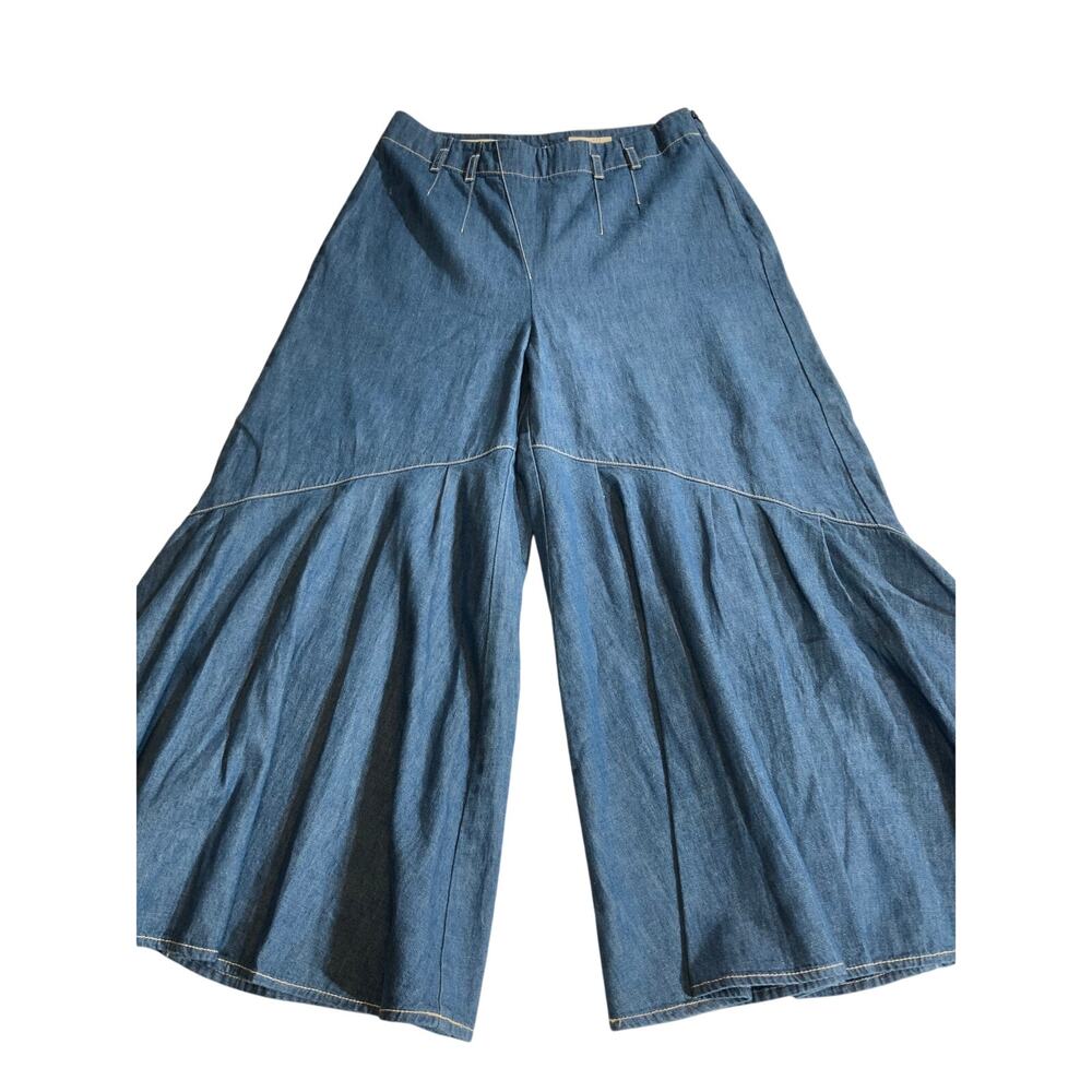 Anthropologie Pilcro Womwn's Blue Ruffle-Hem Cropped Jeans - Size 08 - NWT